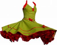 petticoat dress Sandy green-yellow-red
