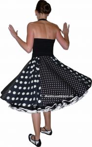 Danceskirt big little dots black white ribbon black