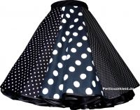 Danceskirt big little dots black white ribbon black