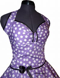 50th petticoatdress purple dancing white dots black ribbon