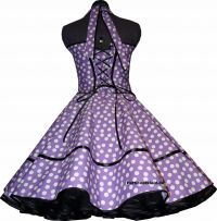 50th petticoatdress purple dancing white dots black ribbon