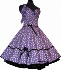 50th petticoatdress purple dancing white dots black ribbon