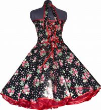 50th strawberrydress black with white dots modell 1