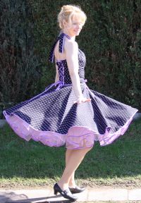 dress - Rockabilly2  black and purple small polka dots