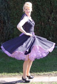 dress - Rockabilly2  black and purple small polka dots