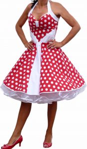 vintagedress 2 red - little white  Dots white bearers