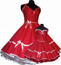 dress - Rockabilly red with white very small polka dots