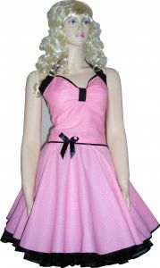 Dress Rockabilly 2 in 1: rose - small white polka dots and blac