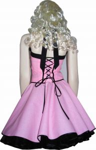 Dress Rockabilly 2 in 1: rose - small white polka dots and blac