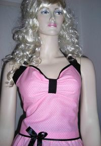 Dress Rockabilly 2 in 1: rose - small white polka dots and blac
