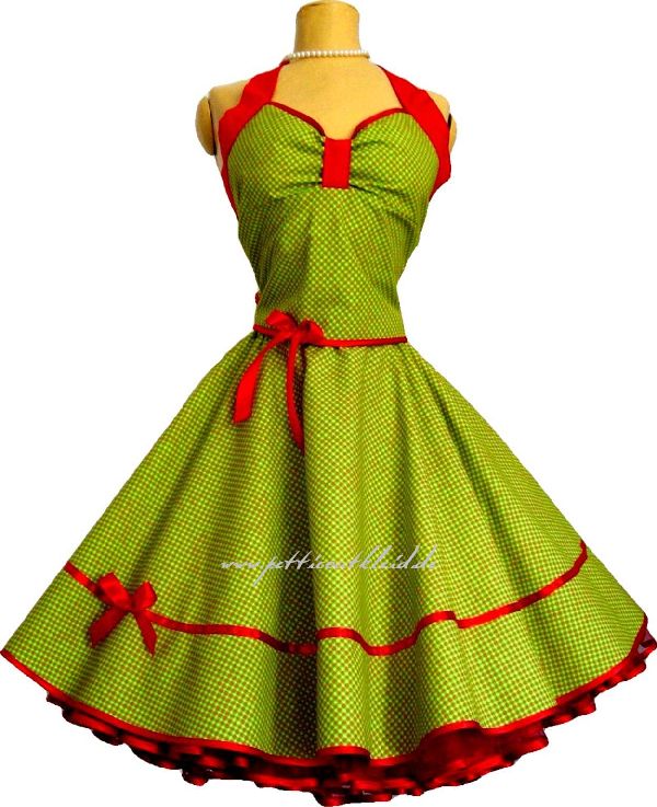 Petticoatkleid Sandy Minikaro gr&uuml;n-gelb-rot