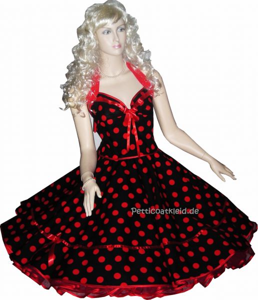 Sixtys Punktekleid schwarz gro&szlig;e rote Tupfen