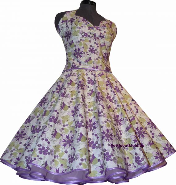 50er Kleid zum Petticoat Fantasieblumen lila