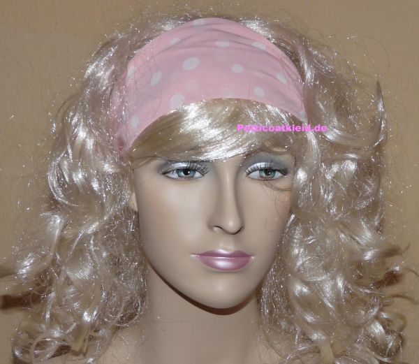 Haarband rosa Chiffon mit wei&szlig;en Punkten