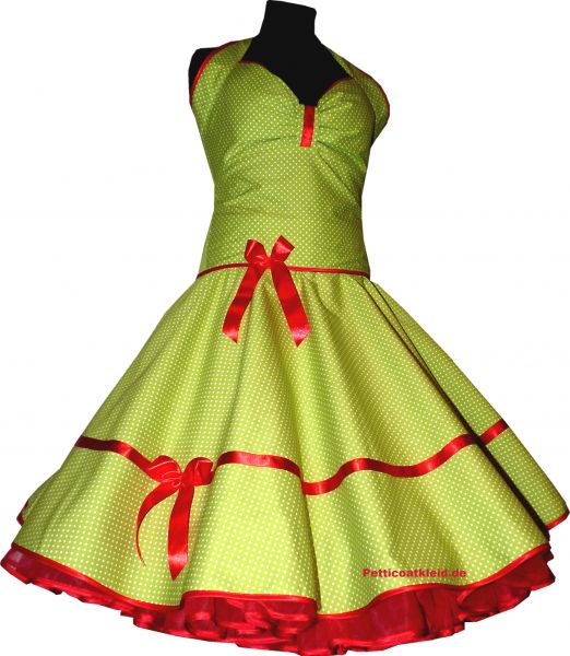 Punkte Petticoat Kleid 2 gr&uuml;n winzige wei&szlig;e Tupfen