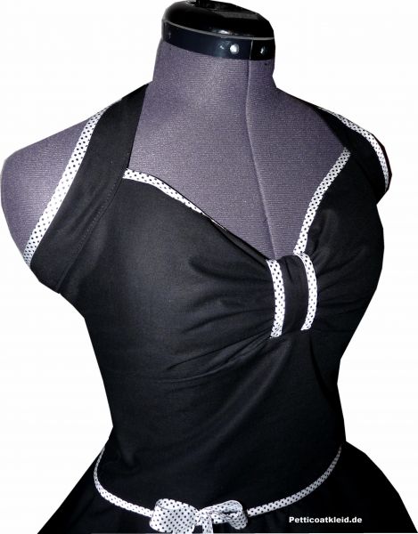 Schwarzes Rockabilly Petticoat Kleid Punkteband weiss M5