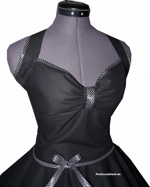 Schwarzes Rockabilly Petticoat Kleid Punkteband schwarz M 6