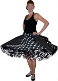 Tanzrock gro�e kleine Punkte schwarz wei� Band schwarz