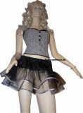 Hot sexy short black petticoat silver band