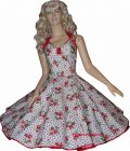50er Erdbeerkleid wei� mit schwarzen Punkten Modell2