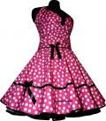 50er Kleid 3 pink tanzende wei�e Punkte