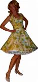 Petticoat dress white flowers retro green look