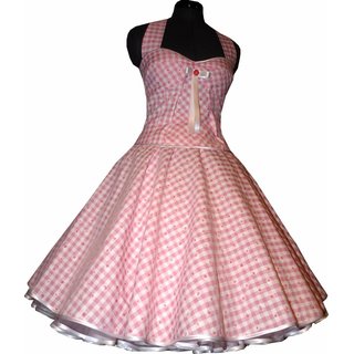 50er Tanzkleid Petticoat rosa Vichy Karo mit Blumen
