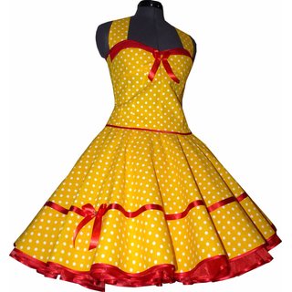 Punkte Petticoat Kleid Korsage gelb weie Punkte rot Tanzkleid 50er