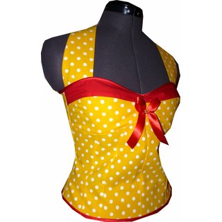 Punkte Petticoat Kleid Korsage gelb weie Punkte rot Tanzkleid 50er