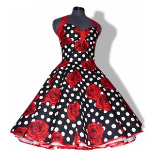 Petticoat Kleid Tanzkleid schwarz weie Punkte rote Rosen