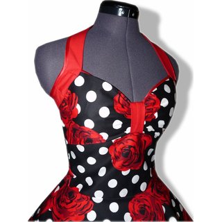 Petticoat Kleid Tanzkleid schwarz weie Punkte rote Rosen