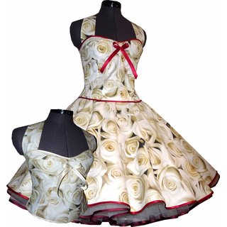 Brautkleid zum Petticoat Hochzeit 50er Jahre creme Rosen Bnderfarbe whlbar