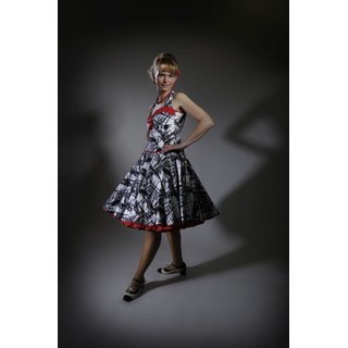 Petticoatkleid 50er Jahre wei schwarze Streifen rot