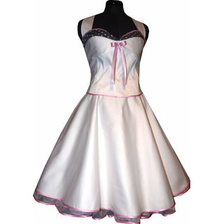 50er Jahre Brautkleid wei grau rosa Akzent mit Punkten