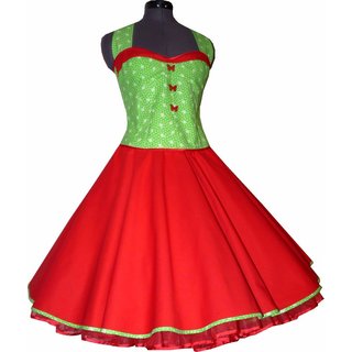  Tanzkleid im 50er Stil zum Petticoat grn rot mit kleinen Rschen 40