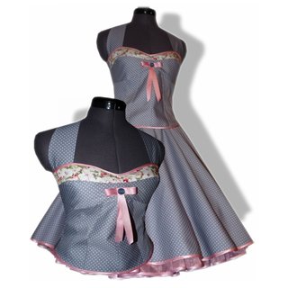 Petticoatkleid zartes grau kleine 50er Mode Pnktchen mit rosa Blten