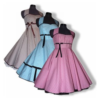 50er Tanzkleid zum Petticoat Retroblumen Farbwahl braun rot pink trkis schwarz grn lila