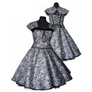 Kleid zum Petticoat wei schwarze abstrakte Punkte...