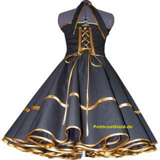 Rockabilly Kleid schwarz Petticoat mit Farbakzent nach Wahl