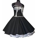  50er Jahre Petticoat Kleid  schwarz Dekoltee weie Blumen