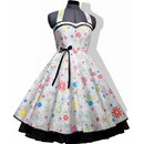 50er Jahre Petticoatkleid wei Blumen Kleid Rockabilly...