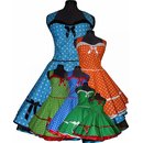 50er Punkte Kleid zum Petticoat  trkis grn blau orange...