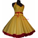 Punkte Petticoat Kleid 2 gelb weie Punkte roter Akzent