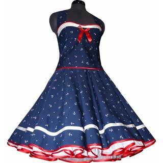 Kleid zum Petticoat Marine Sailor blau Anker wei rot 36/44/46