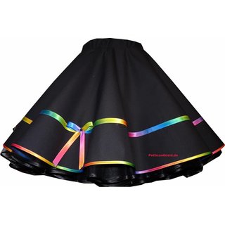 50er Jahre Tanzrock schwarz Tellerrock zum Petticoat mit Regenbogenfarben 