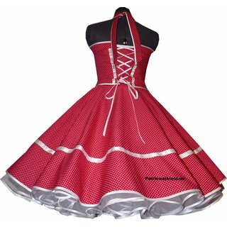 Punkte Petticoat Kleid 2 rot winzige weie Tupfen