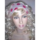 Haarband Rockabilly wei mit pinkfarbenen Punkten