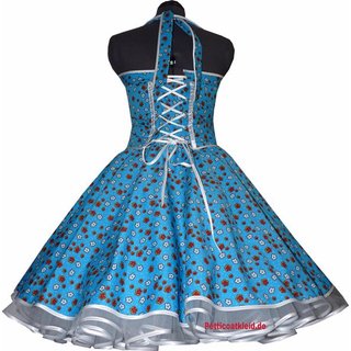 Kleid zum Petticoat trkis mit kleinen weien Blmchen Gr 36