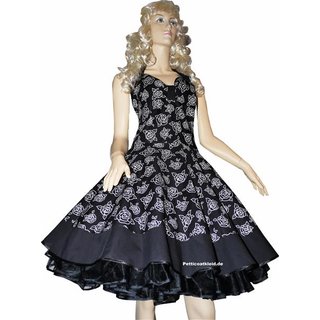 Schwarzes Kleid zum Petticoat mit Rosenblten Gr 36