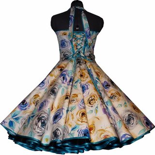 Petticoat Kleid filigrane trkisene Rosen
